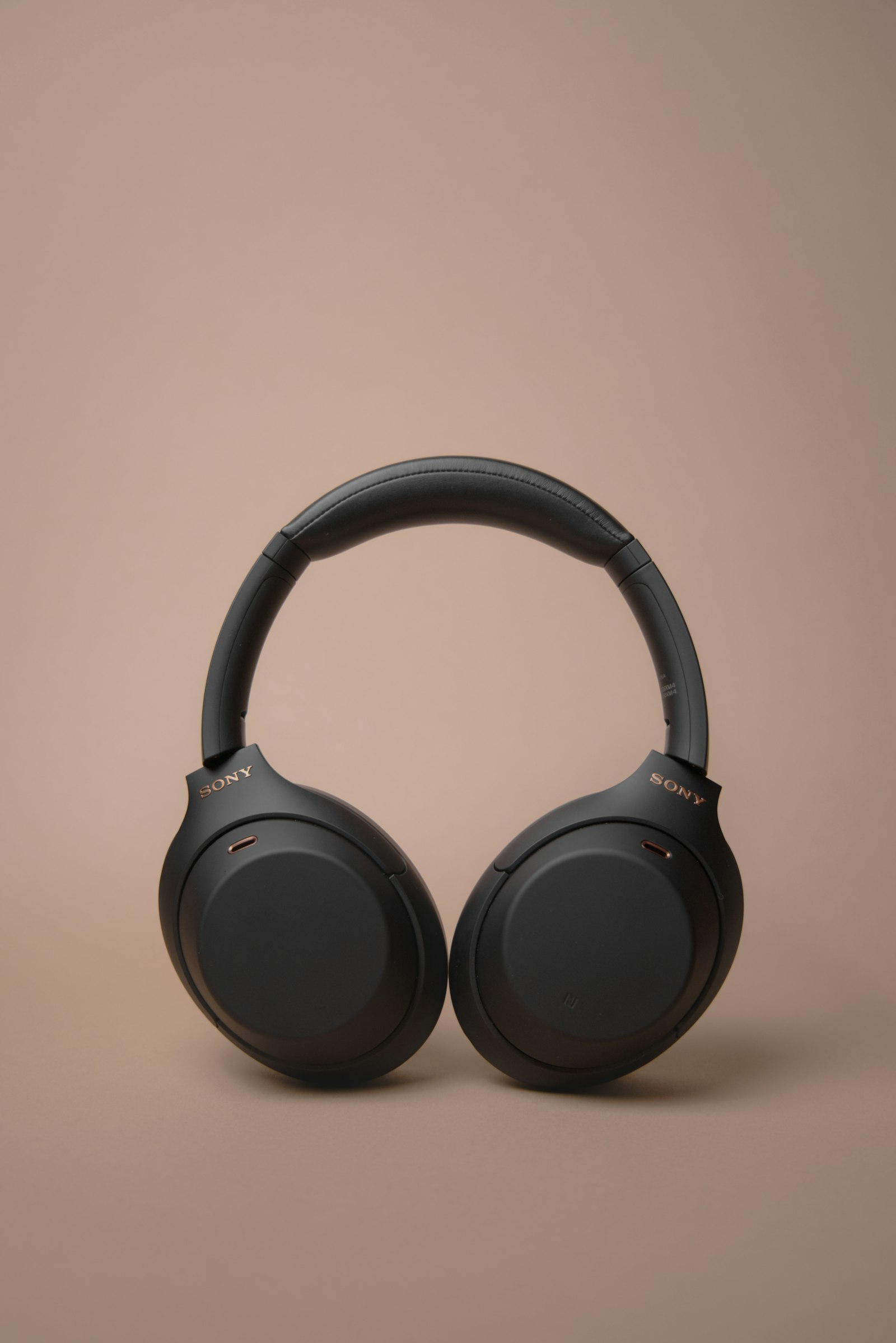 Black Sony headphones showing a padded headband